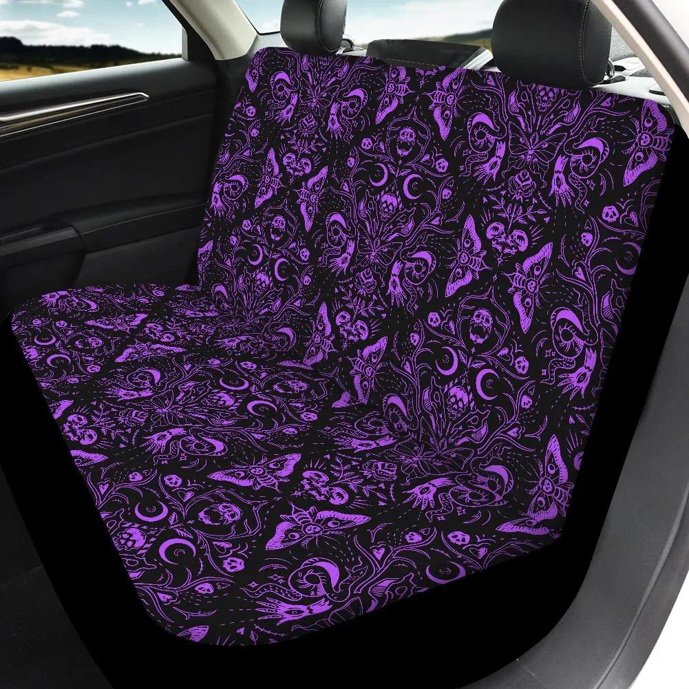 Gothic Purple Skulls Moths Car Seat Covers Set