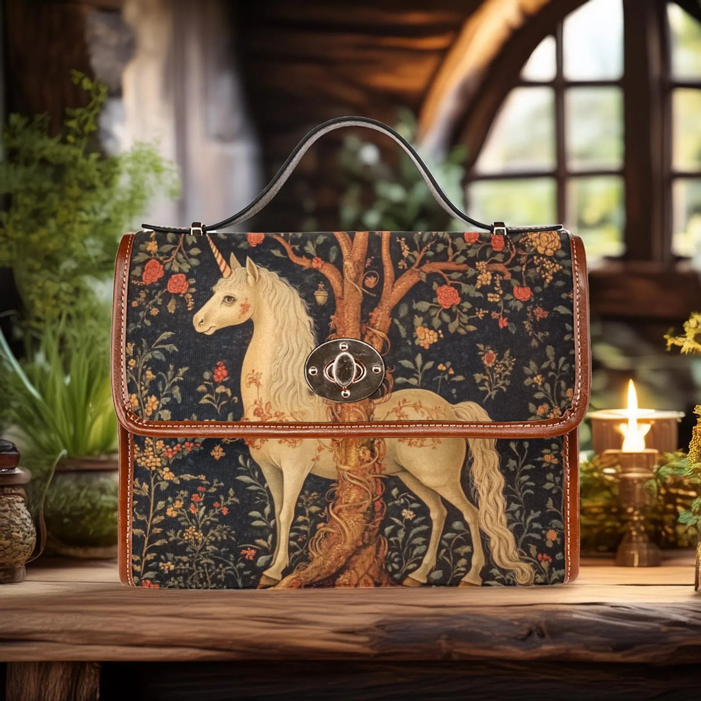 Medieval Woodland Unicorn Satchel Bag