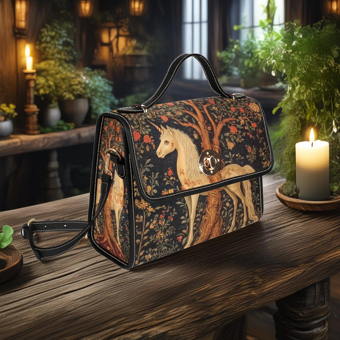Medieval Woodland Unicorn Satchel Bag