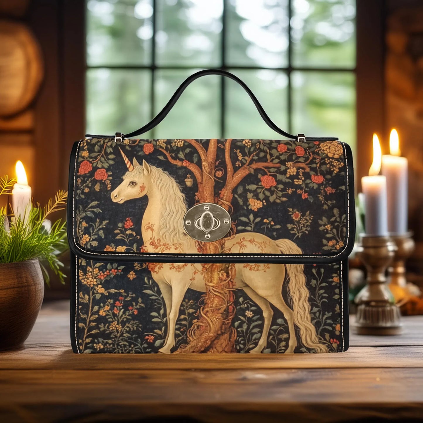 Medieval Woodland Unicorn Satchel Bag