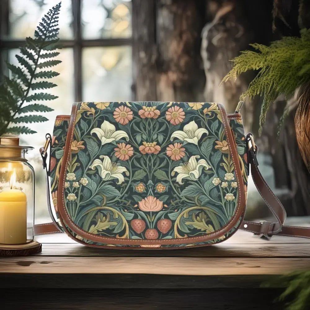 Art Nouveau Floral Saddle Bag