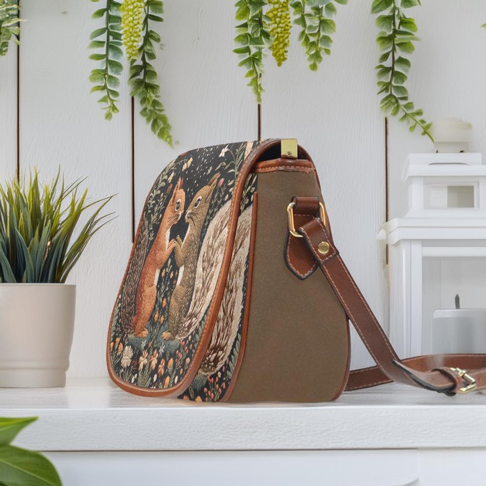 Cottagecore Whimsical Squirrels Saddle Bag