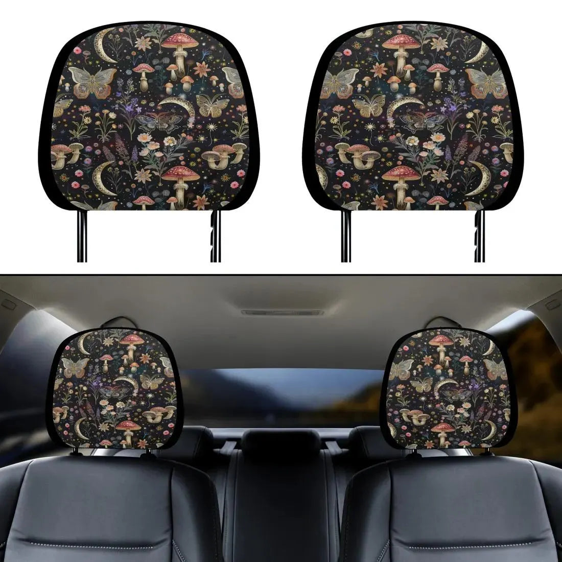 Trippy Mushrooms & Butterfly Night Garden Car Seat Covers & Car Accessories