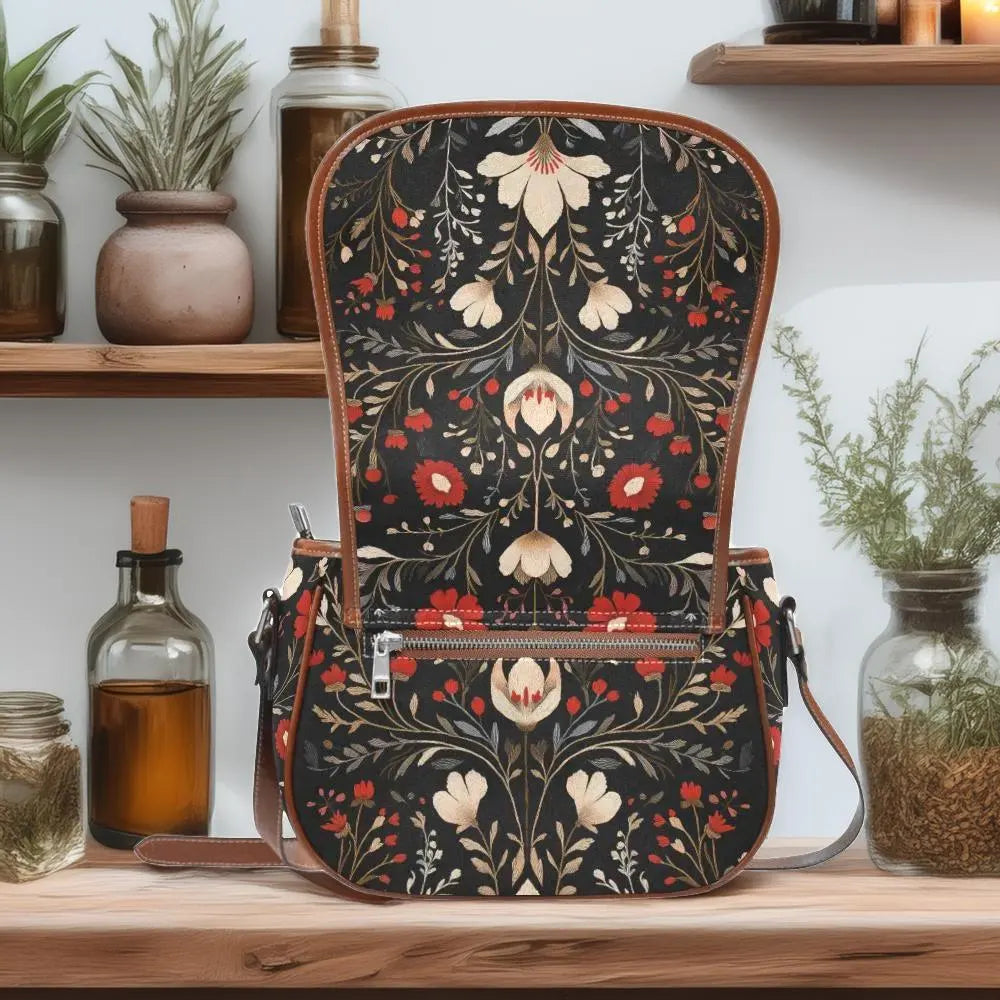 Boho Folk Floral Saddle Bag Purse