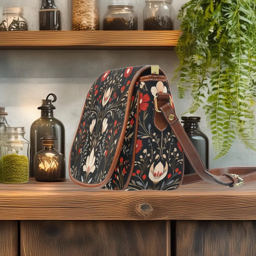Boho Folk Floral Saddle Bag Purse