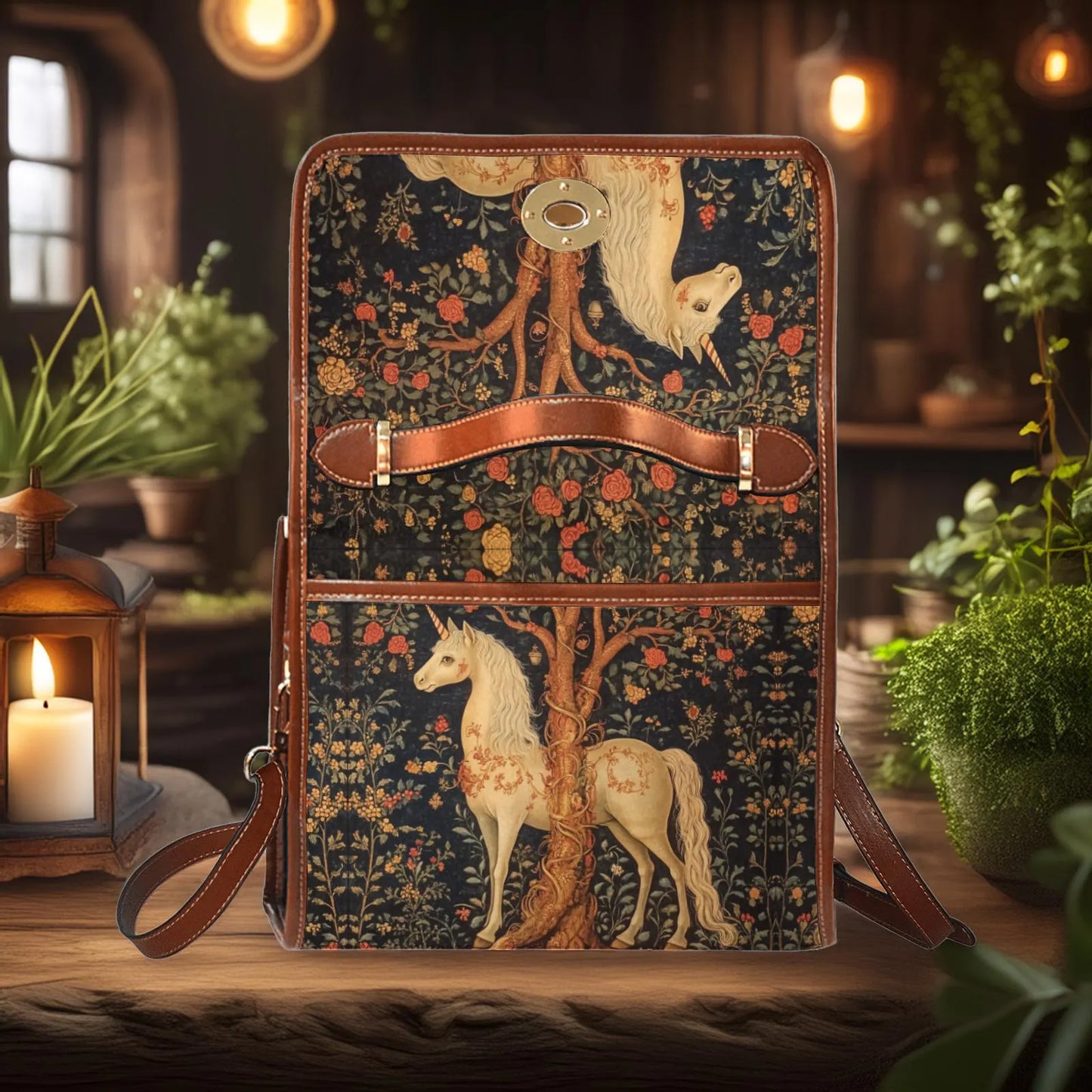 Medieval Woodland Unicorn Satchel Bag
