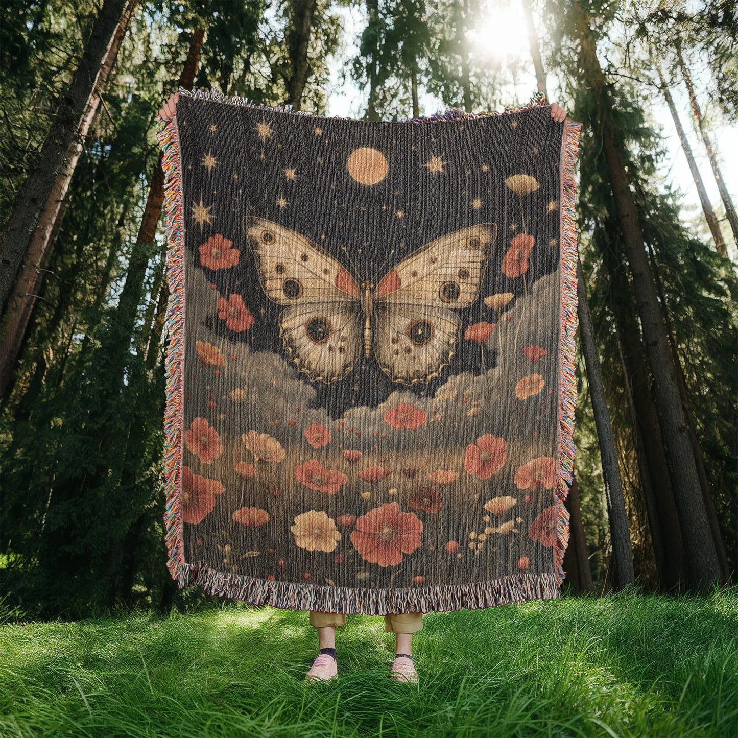 Mystical Butterfly Woven Blanket