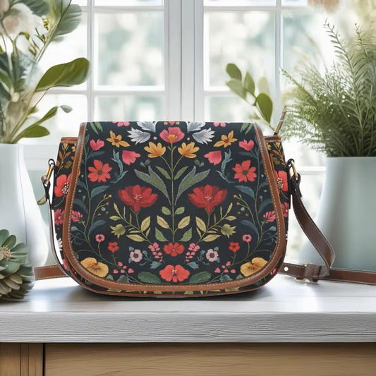 Bright Folk Flowers Saddle Bag Purse