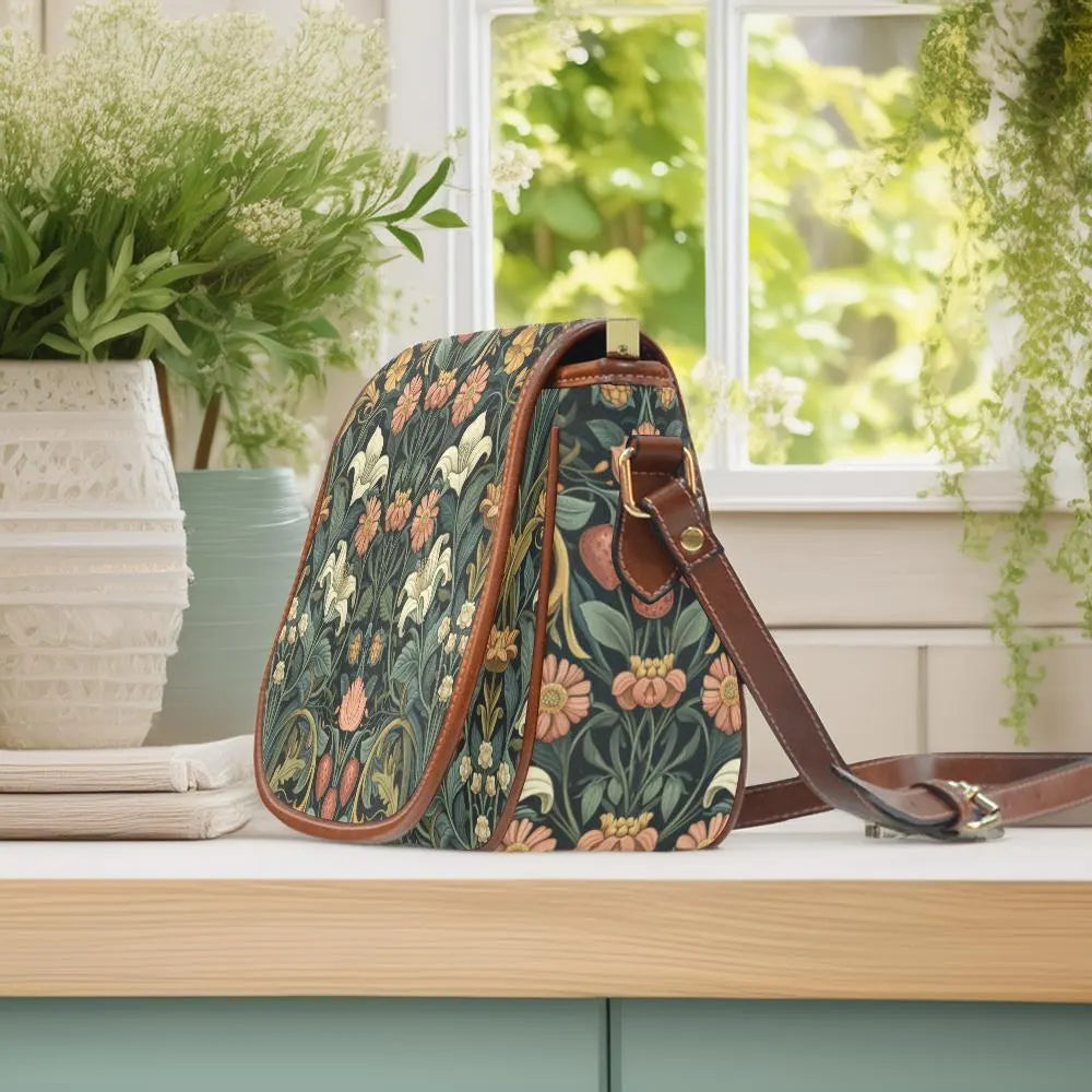 Art Nouveau Floral Saddle Bag