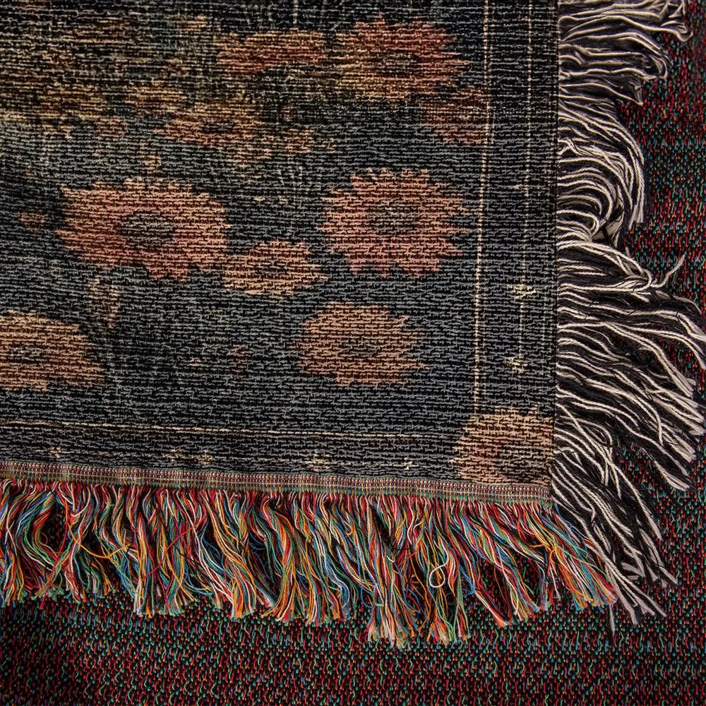 Celestial Moon Flowers Woven Blanket