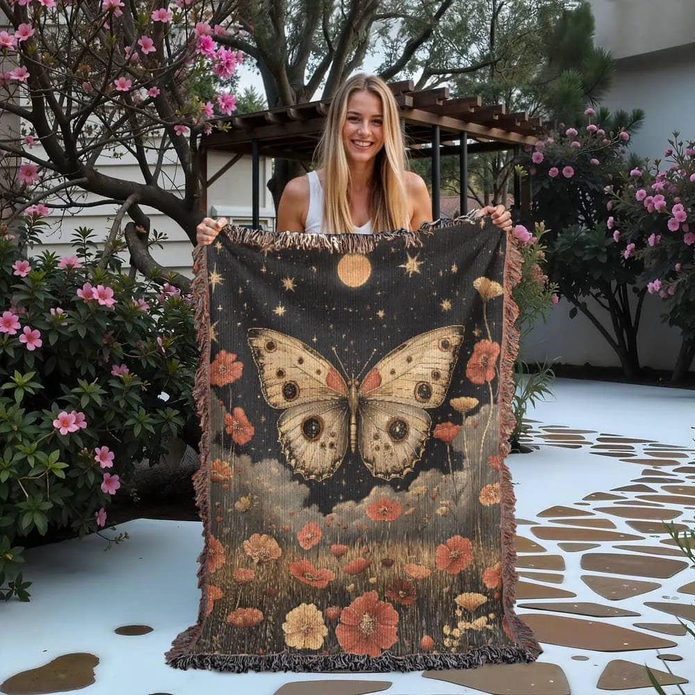 Mystical Butterfly Woven Blanket