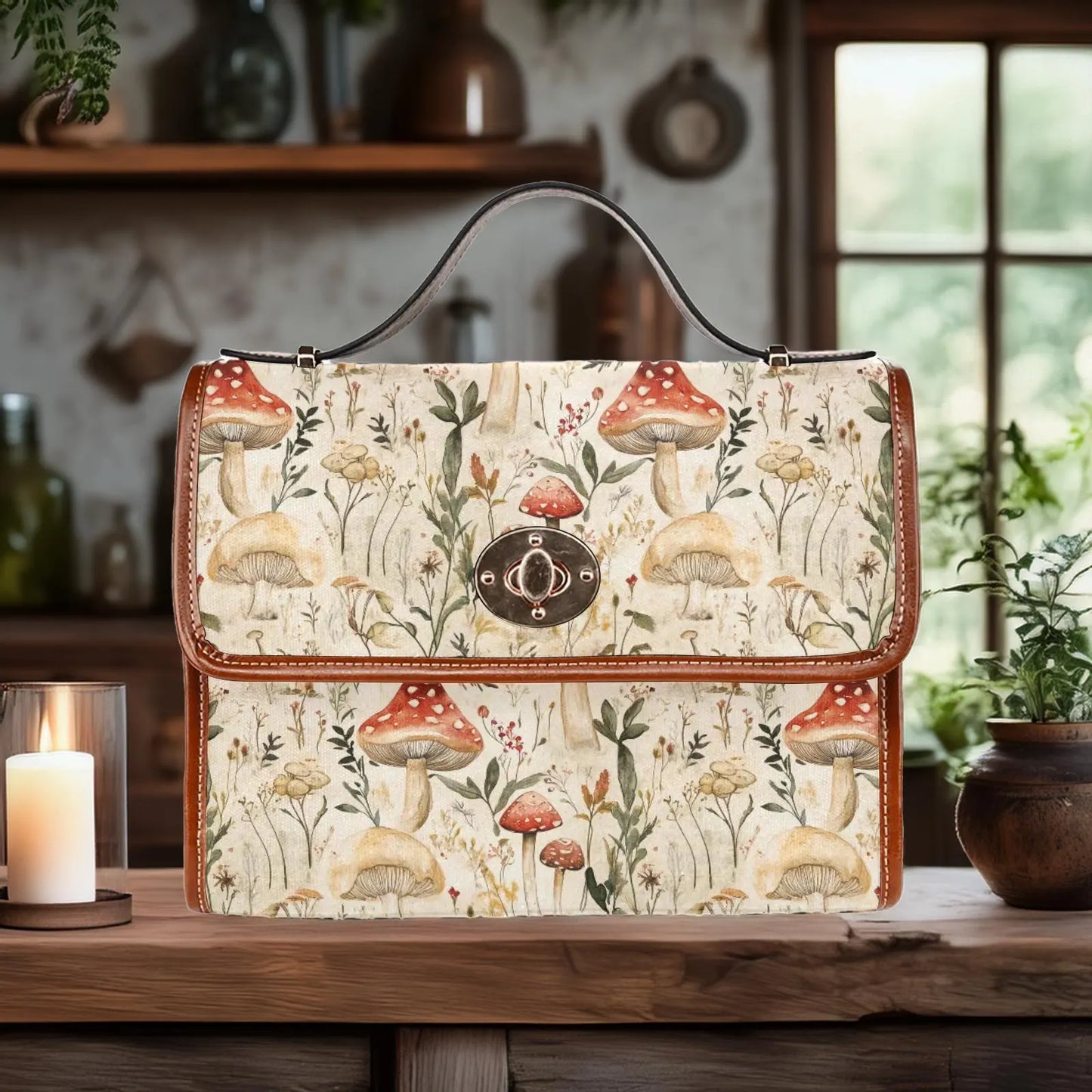 Forestcore Mushrooms Satchel Handbag