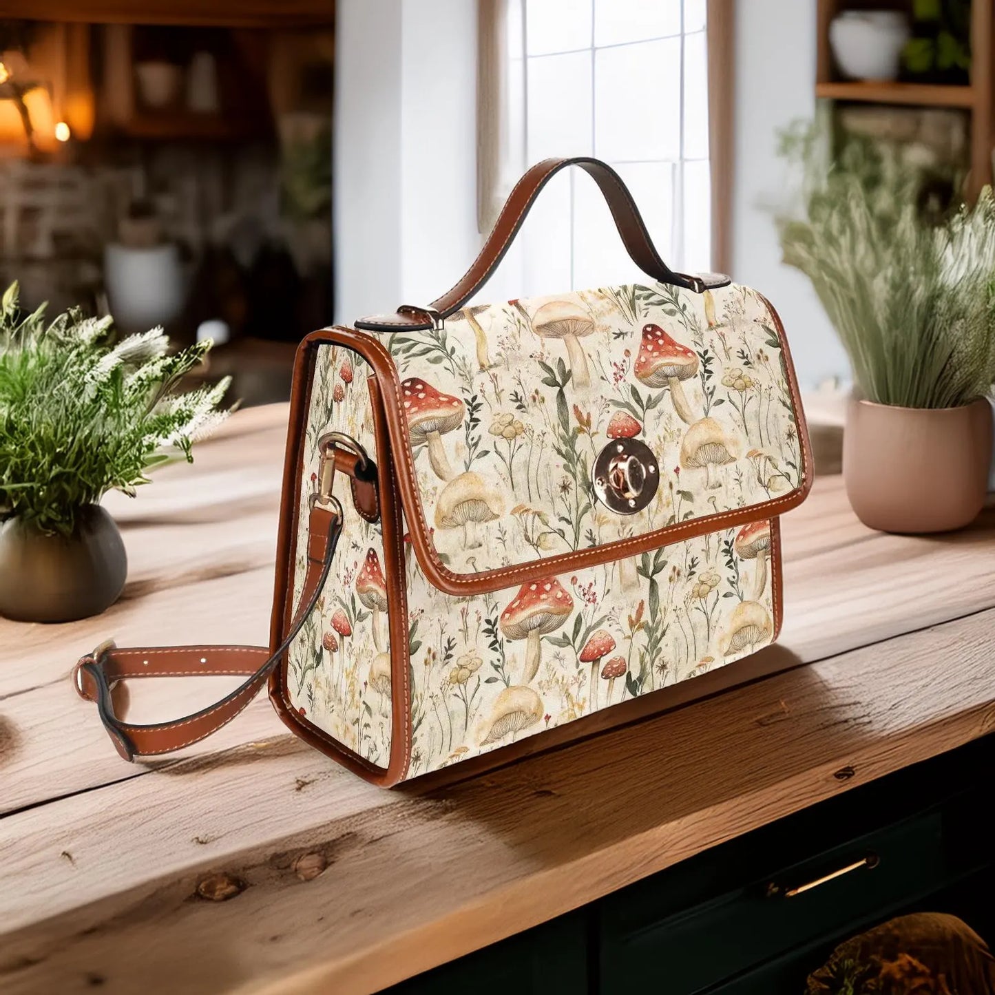 Forestcore Mushrooms Satchel Handbag