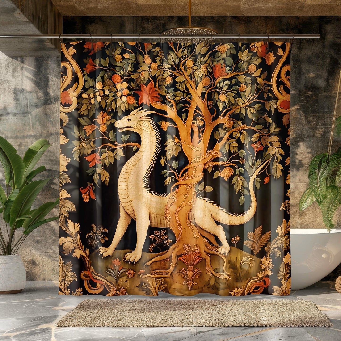 Medieval Dragon Shower Curtain