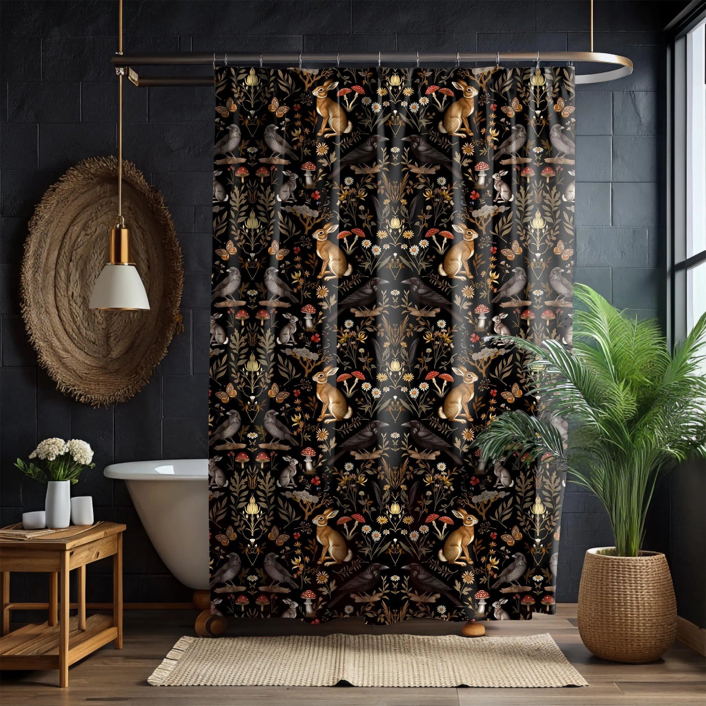 Darkest Forest Symmetry Shower Curtain & Bath Mat