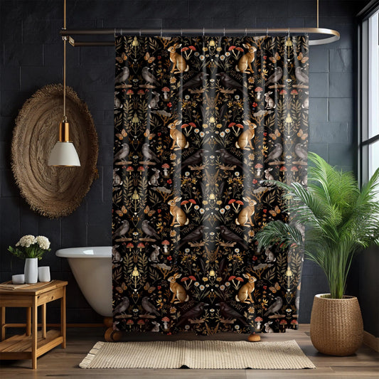Darkest Forest Symmetry Shower Curtain & Bath Mat