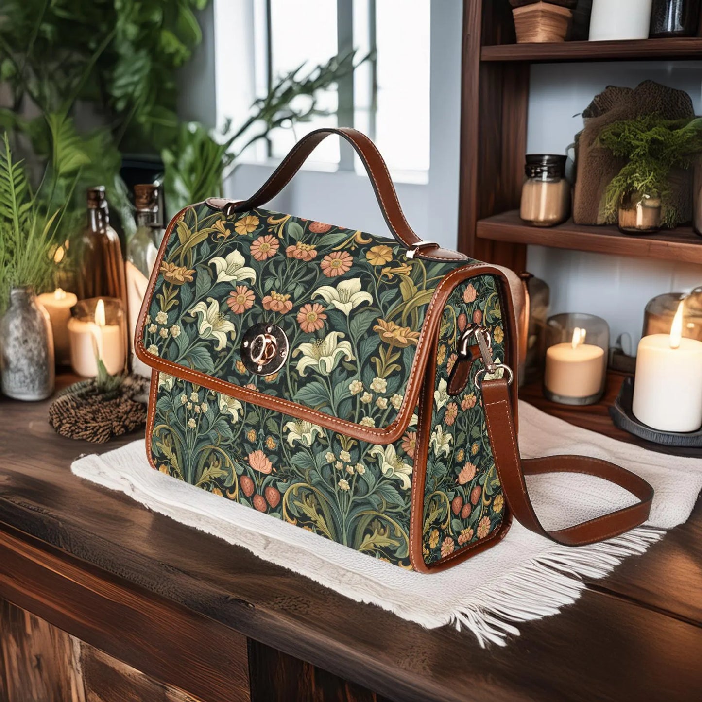 Art Nouveau Floral Satchel Bag