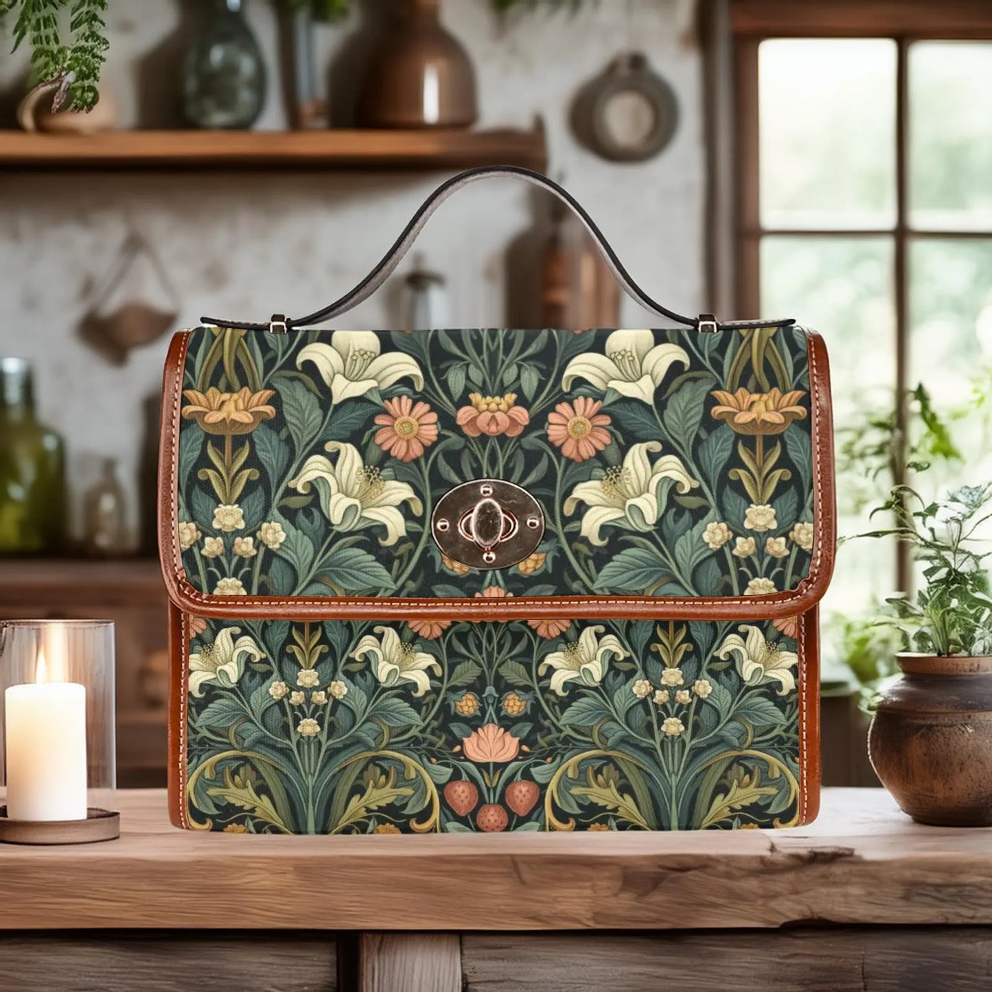 Art Nouveau Floral Satchel Bag