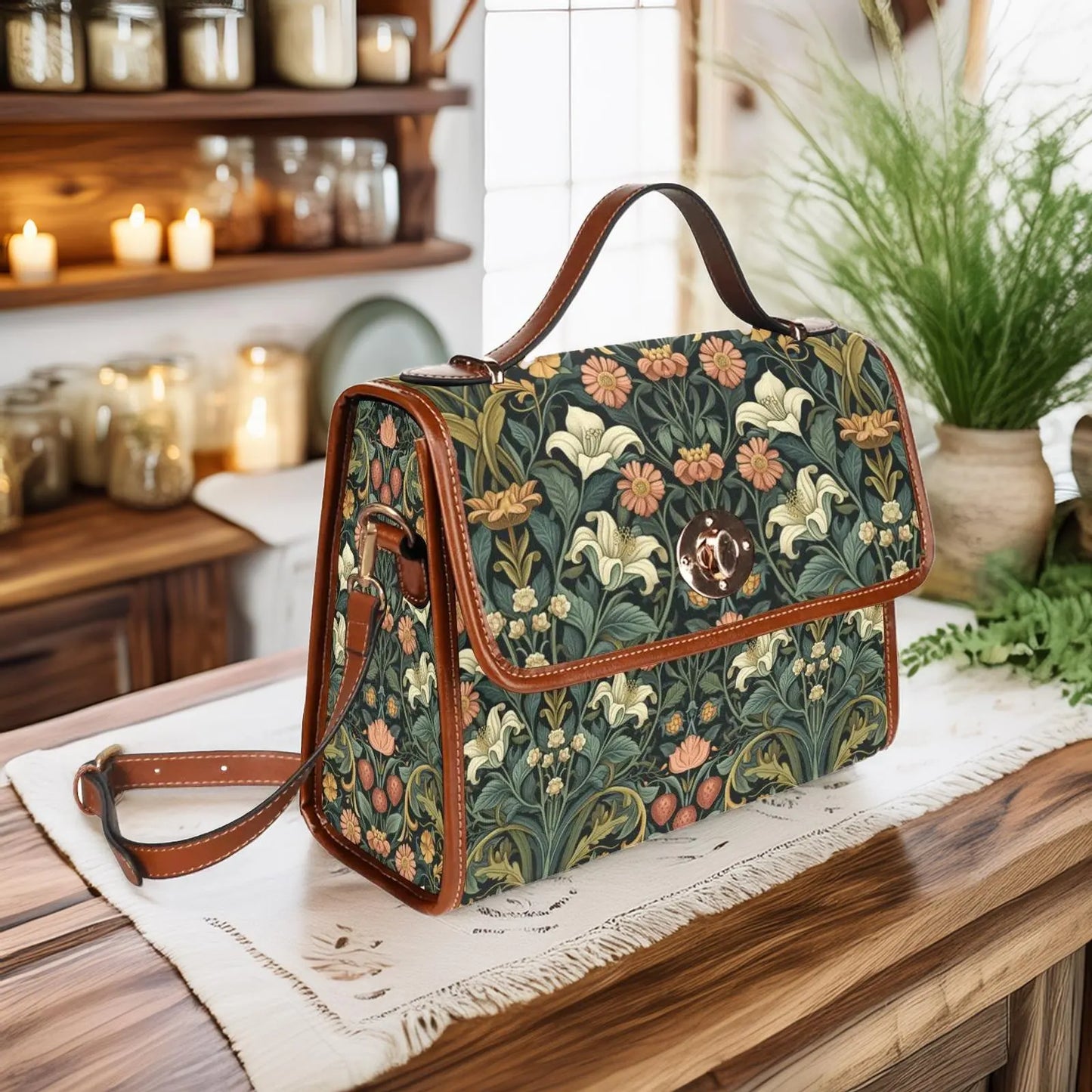Art Nouveau Floral Satchel Bag