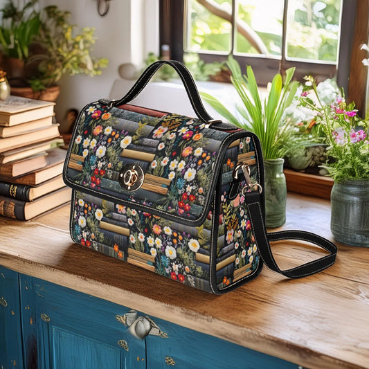 Cottagecore Flowers & Books Satchel Bag
