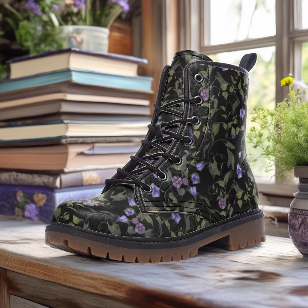 Morning Glory Floral Combat Boots
