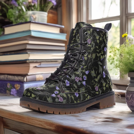Morning Glory Floral Combat Boots