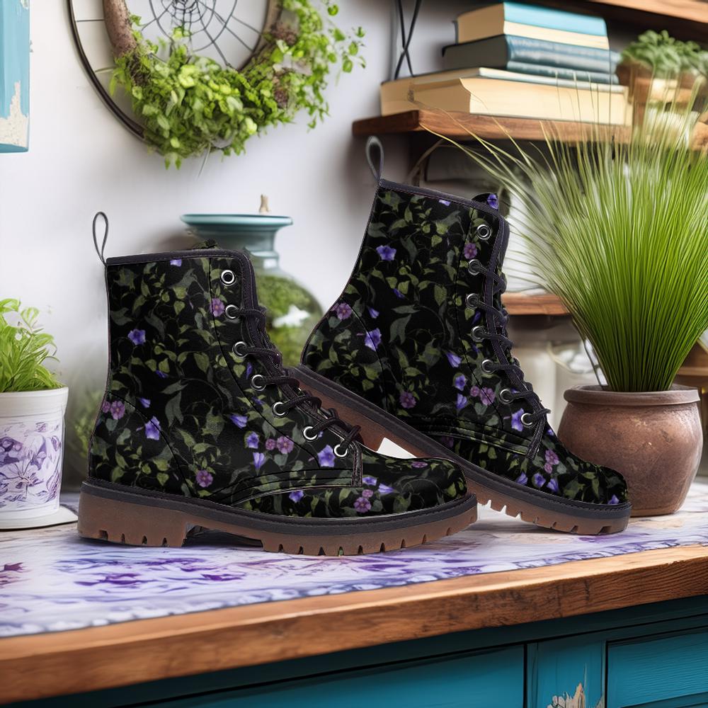 Morning Glory Floral Combat Boots