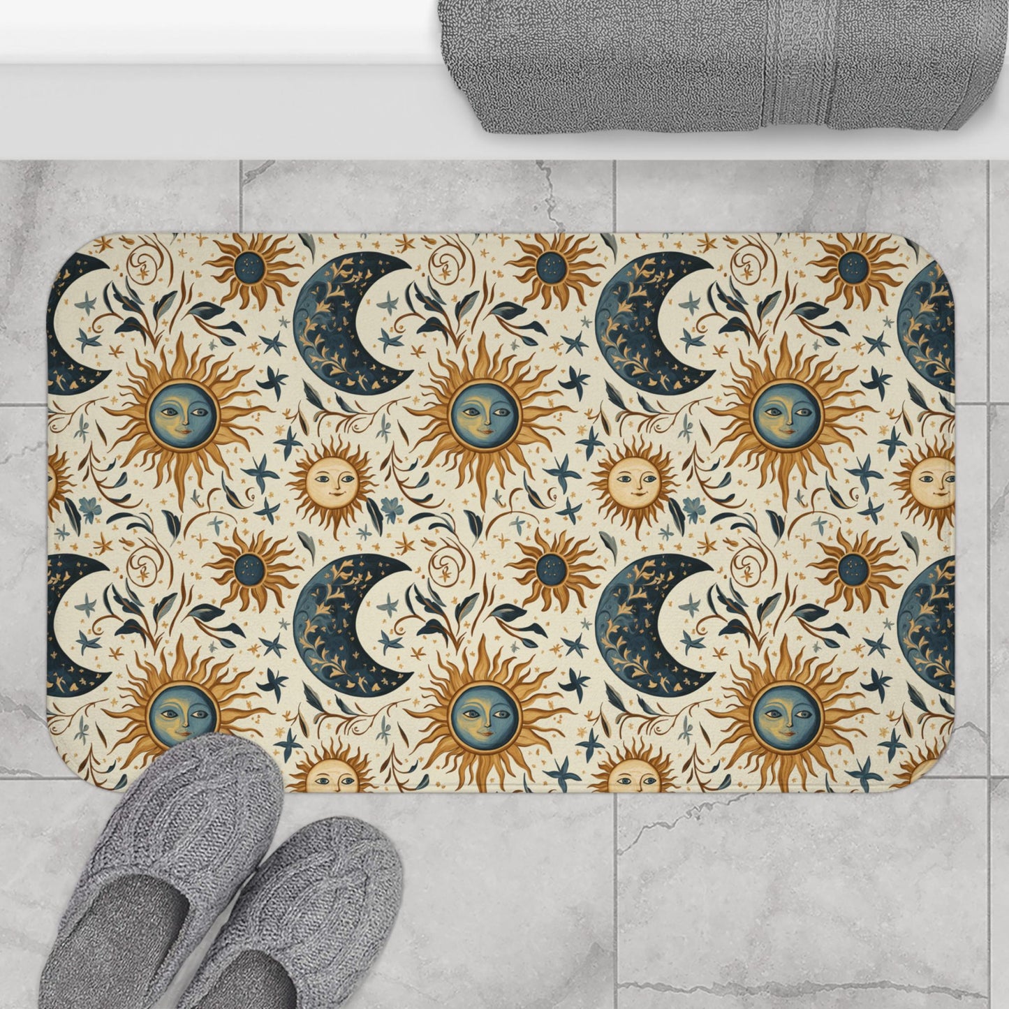 Celestial Sun & Moon Shower Curtain & Bath Mat