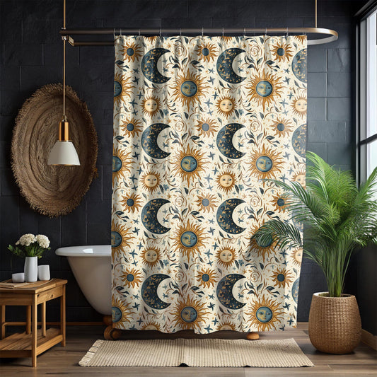 Celestial Sun & Moon Shower Curtain & Bath Mat