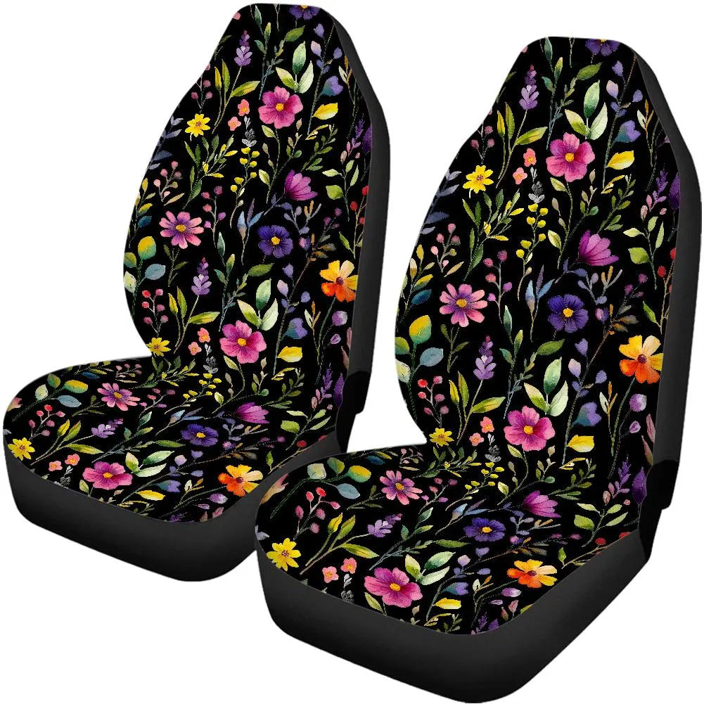 Watercolor Flowers on Black Car Accessories