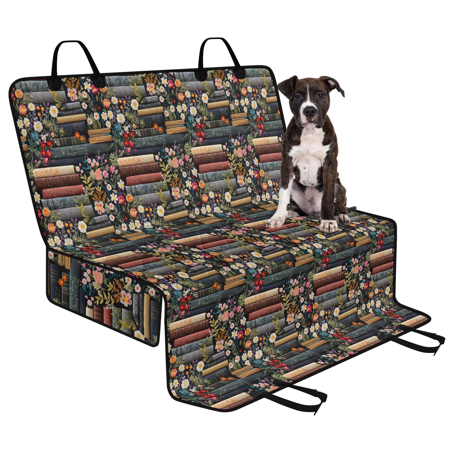 Books and Flowers Pet Car Seat Cover