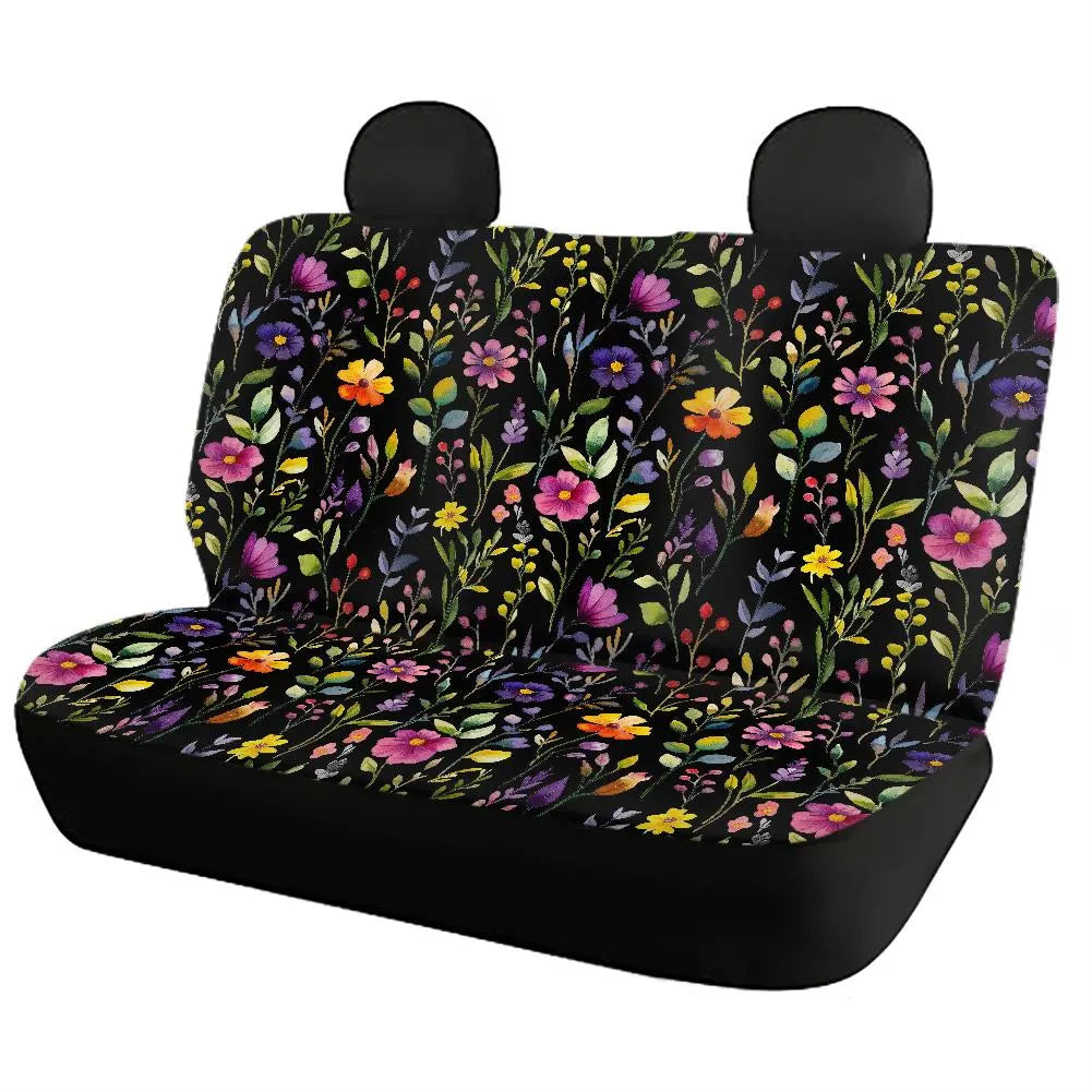 Watercolor Flowers on Black Car Accessories