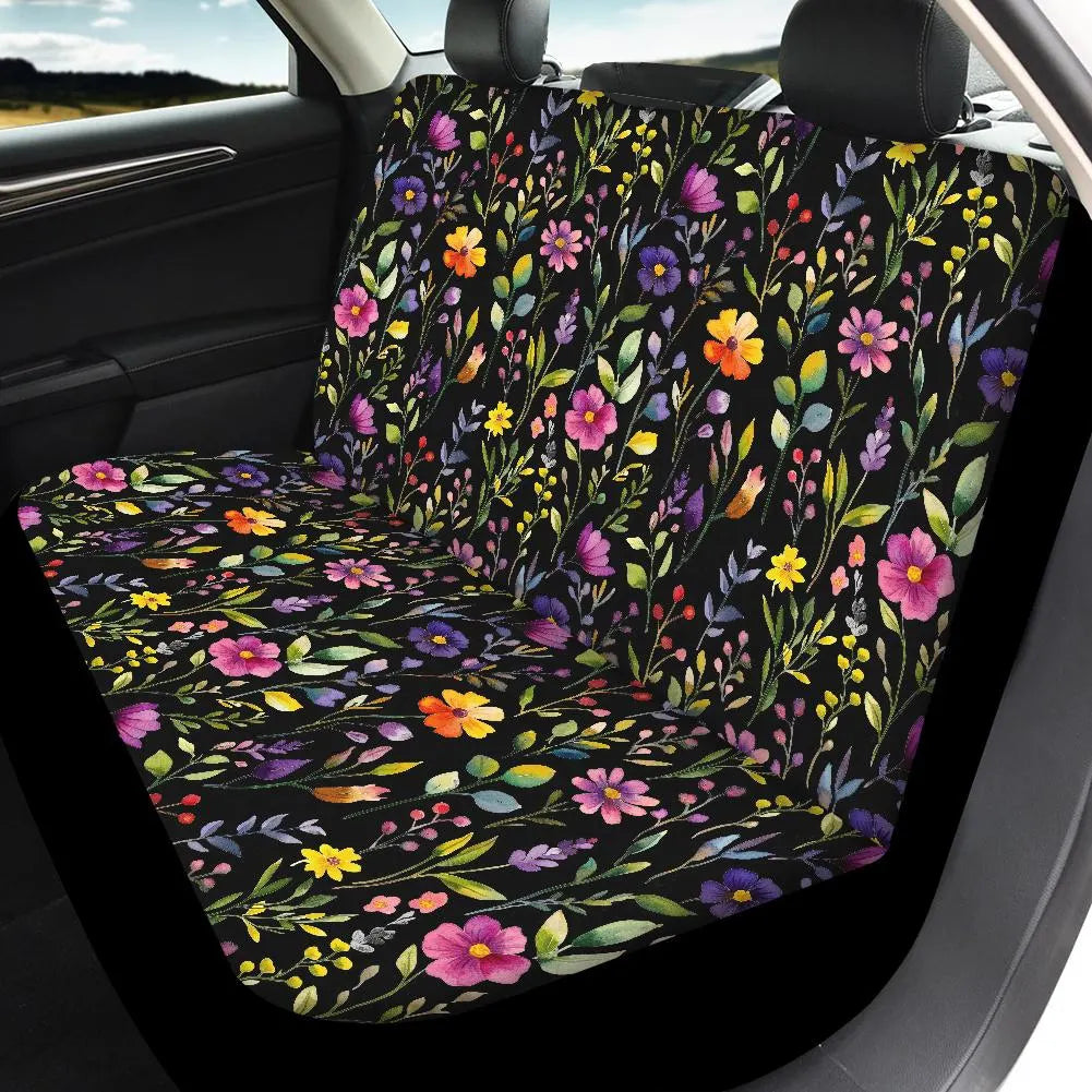 Watercolor Flowers on Black Car Accessories