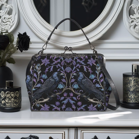Gothic Ravens Kisslock Handbag