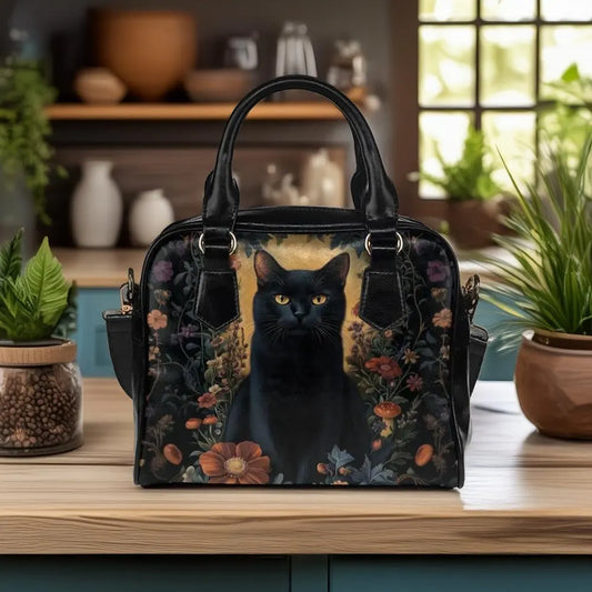 Gothic Black Cat Vegan Leather Bowler