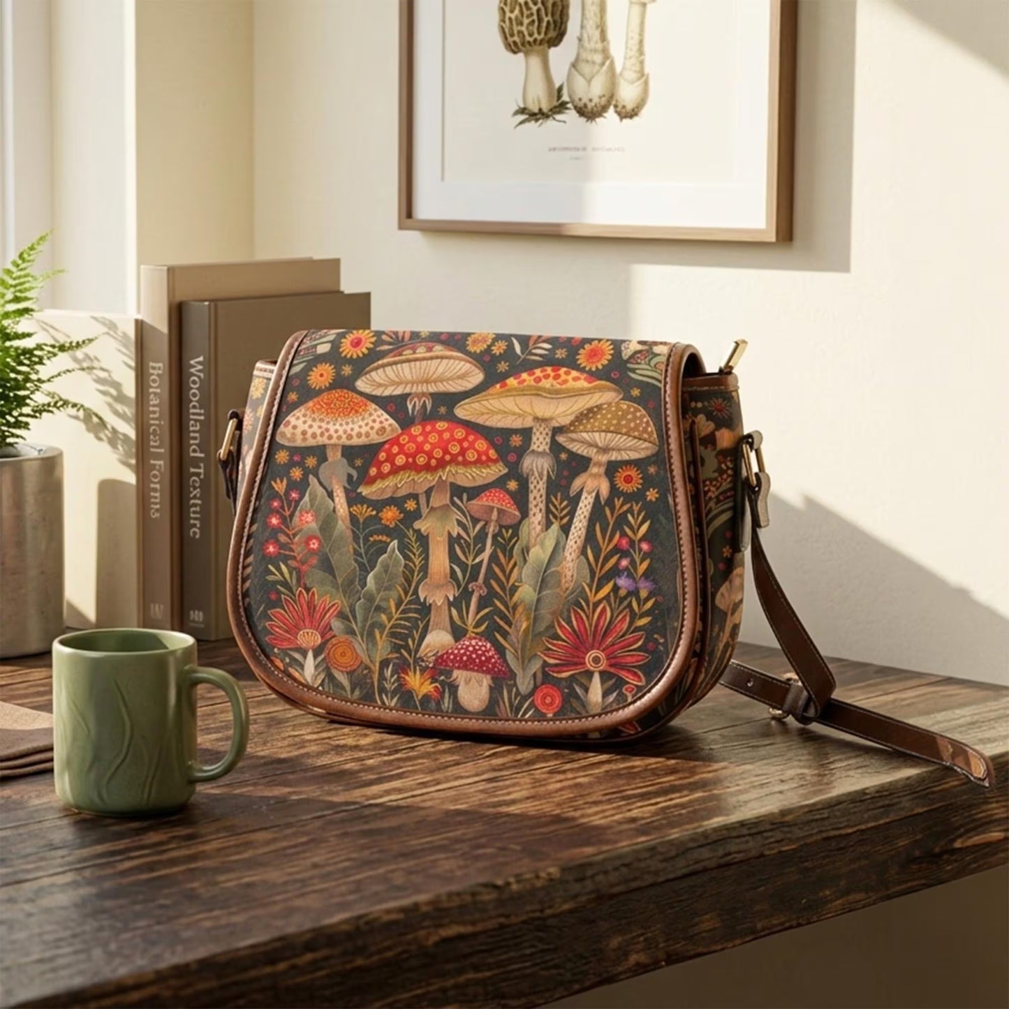 Boho Mushrooms Saddle Bag Purse