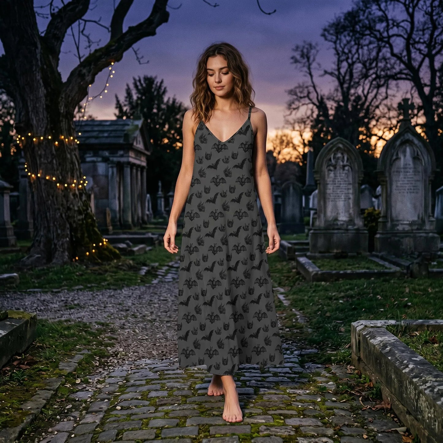 Gothic Bats Maxi Dress