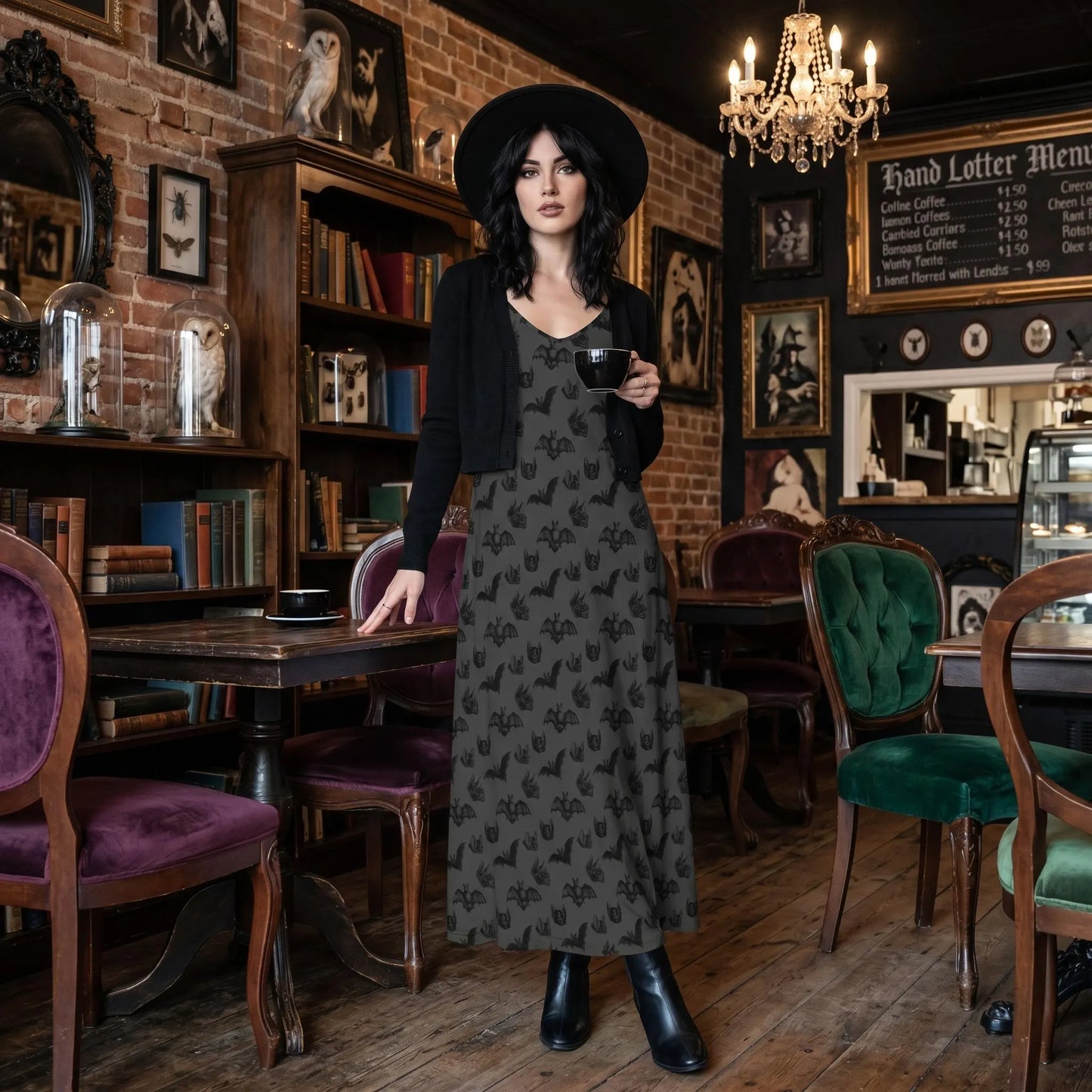 Gothic Bats Maxi Dress