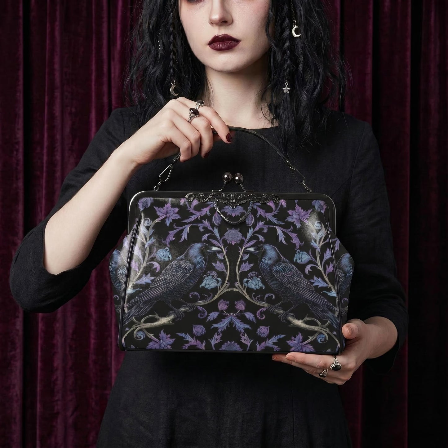 Gothic Ravens Kisslock Handbag