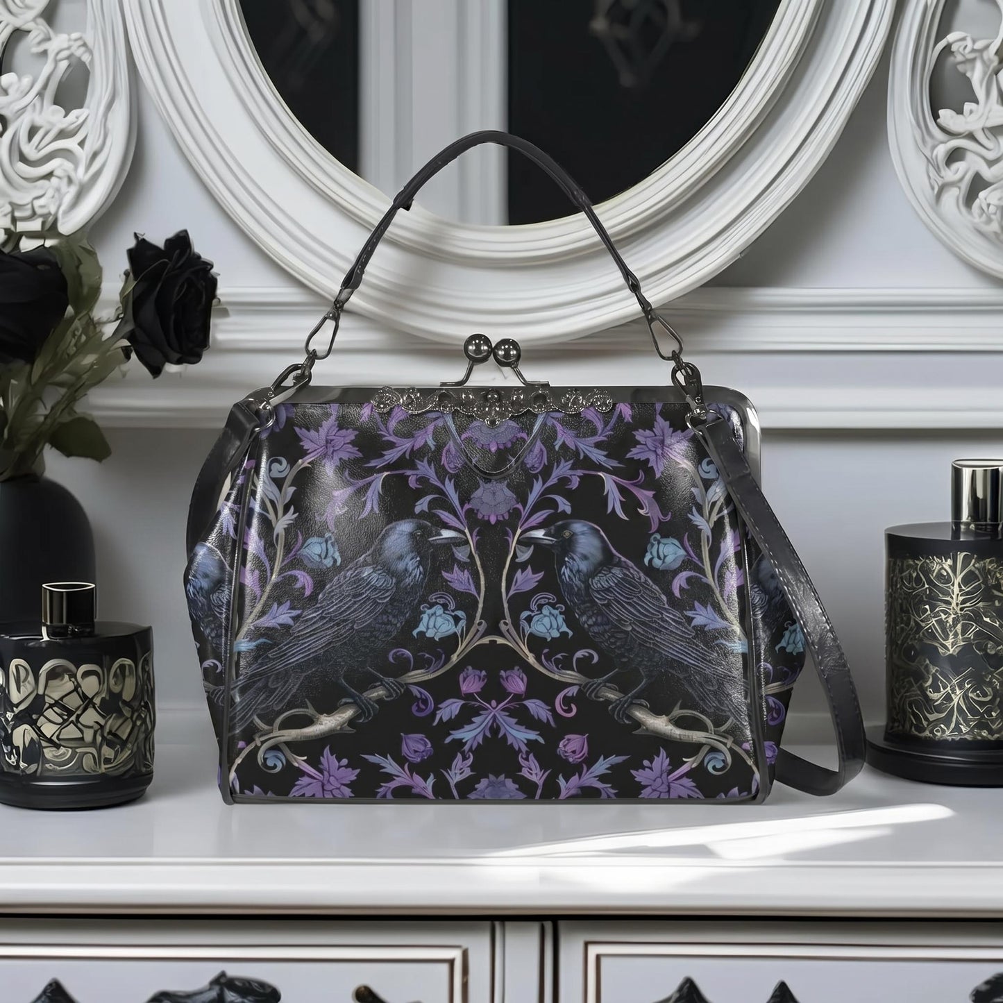 Gothic Ravens Kisslock Handbag
