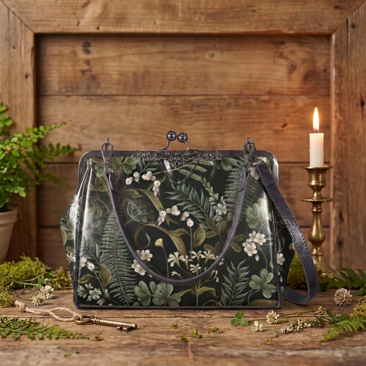 Woodland Botanical Kisslock Purse