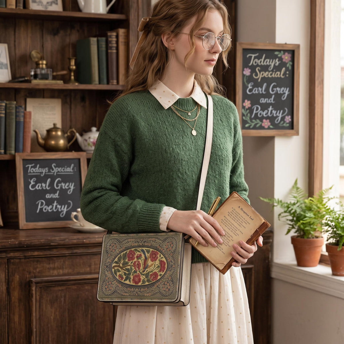 Victorian Poetry Book-Shaped Purse