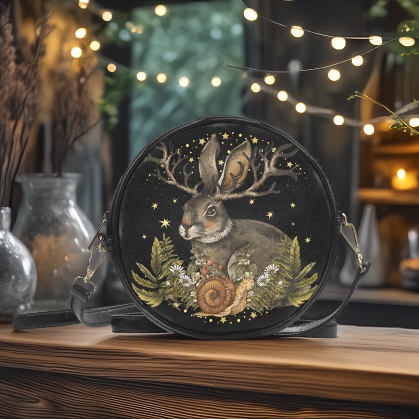 celestial bunny round bag