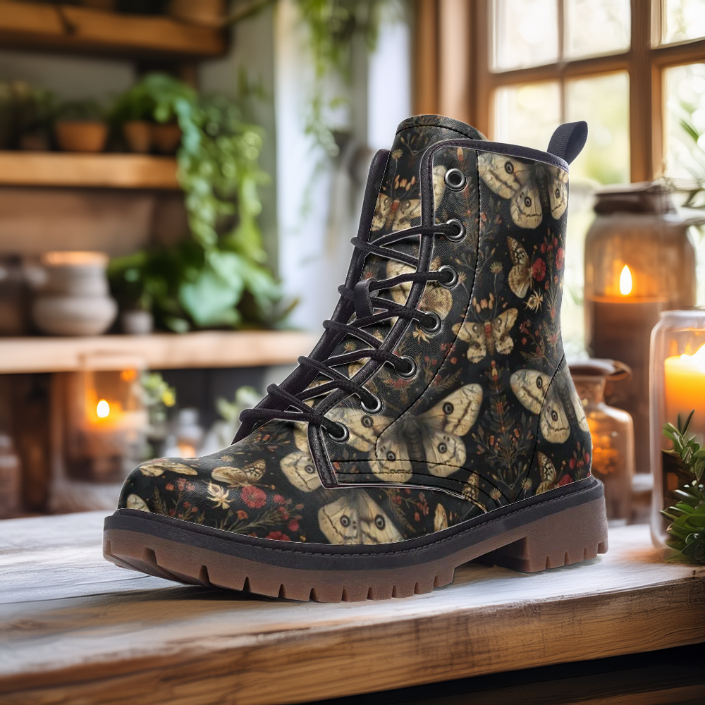 Whimsigothic Magical Moths Combat Boots