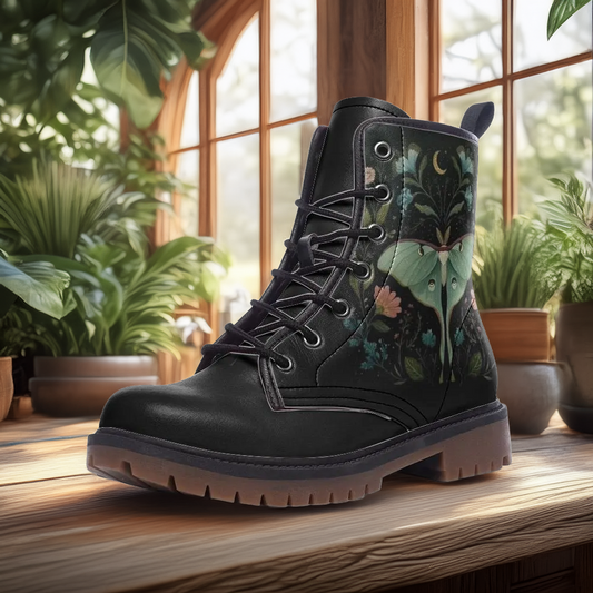 Luna Moth & Flowers Boots