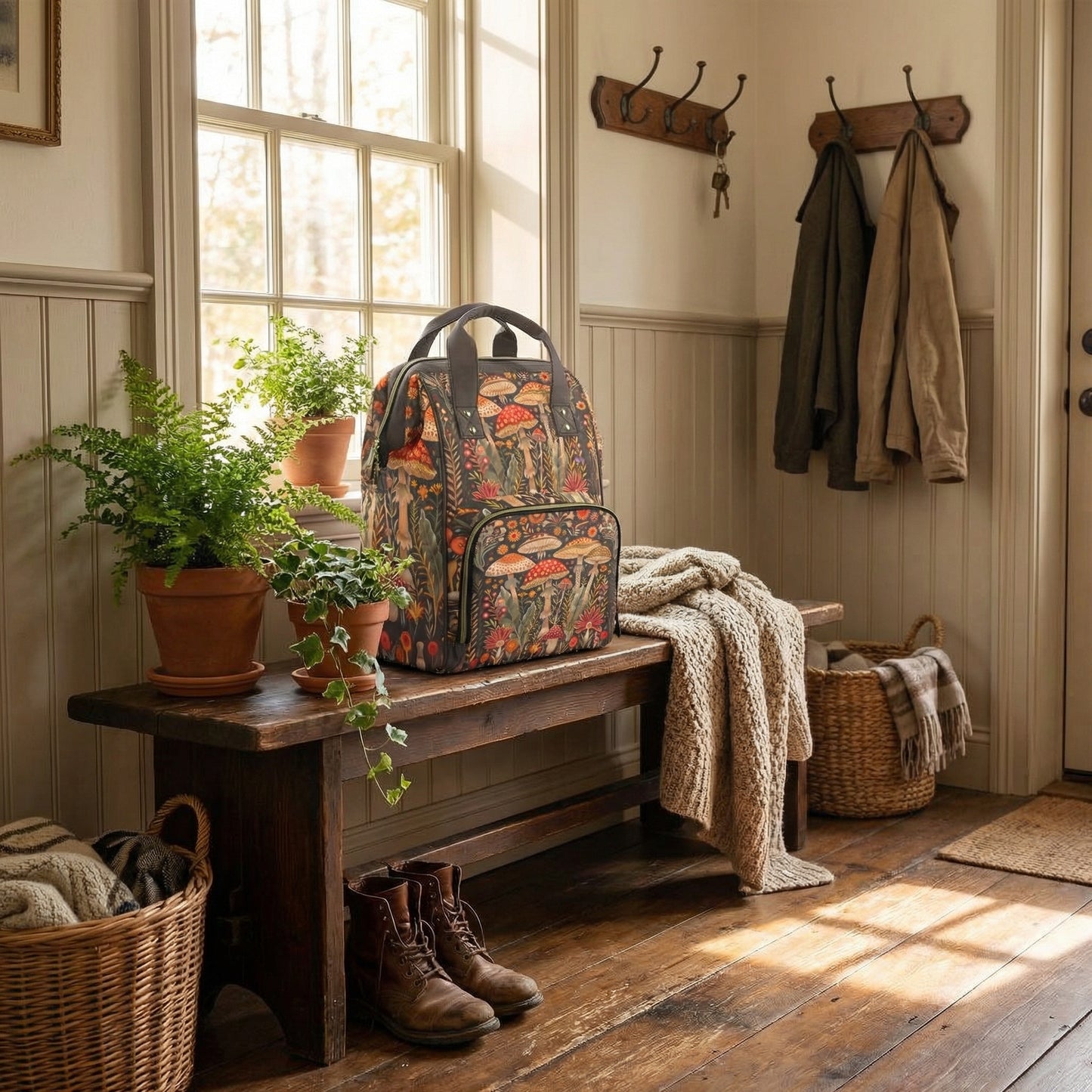 Boho Mushrooms Diaper Backpack