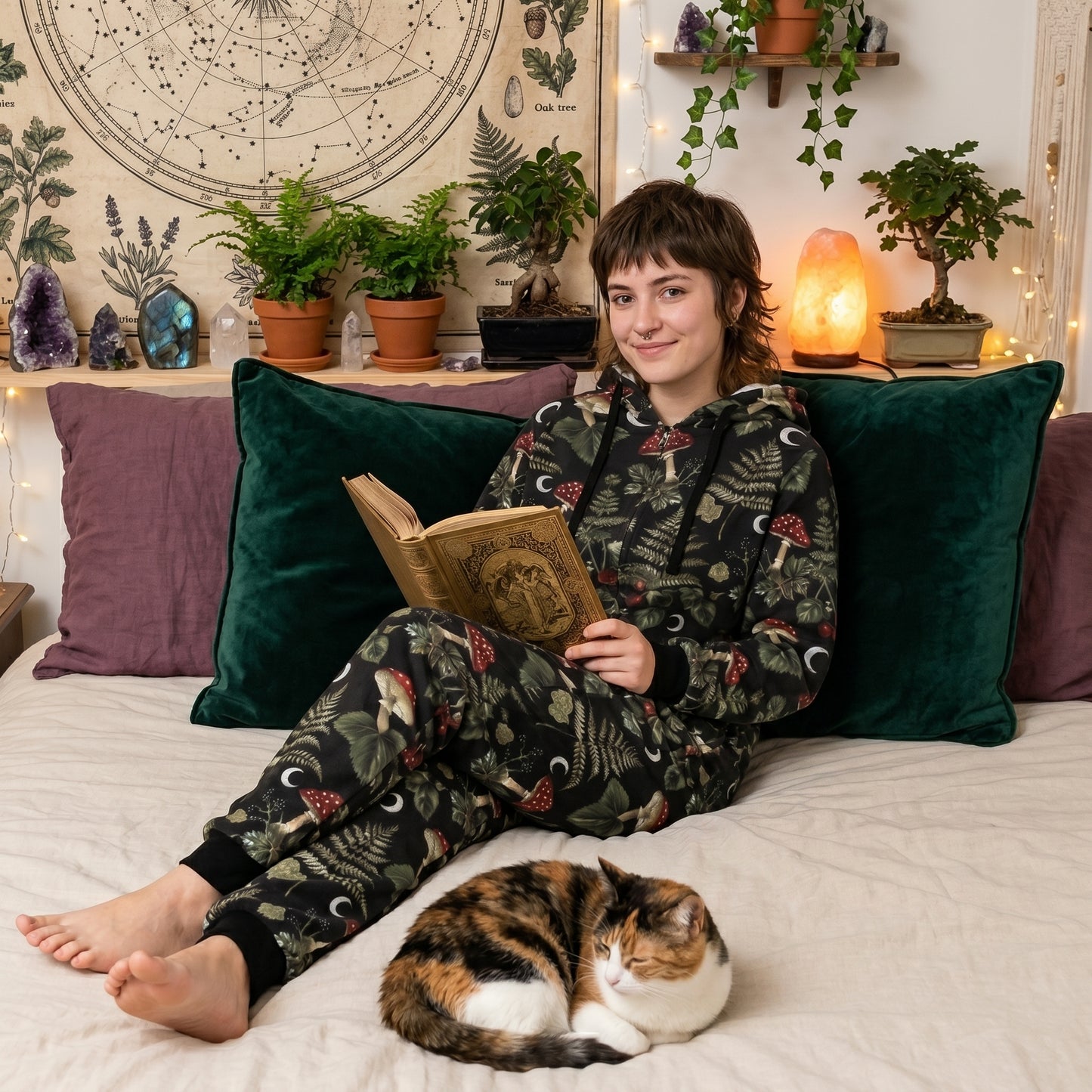 Witchy Moons & Mushrooms Adult Onesie