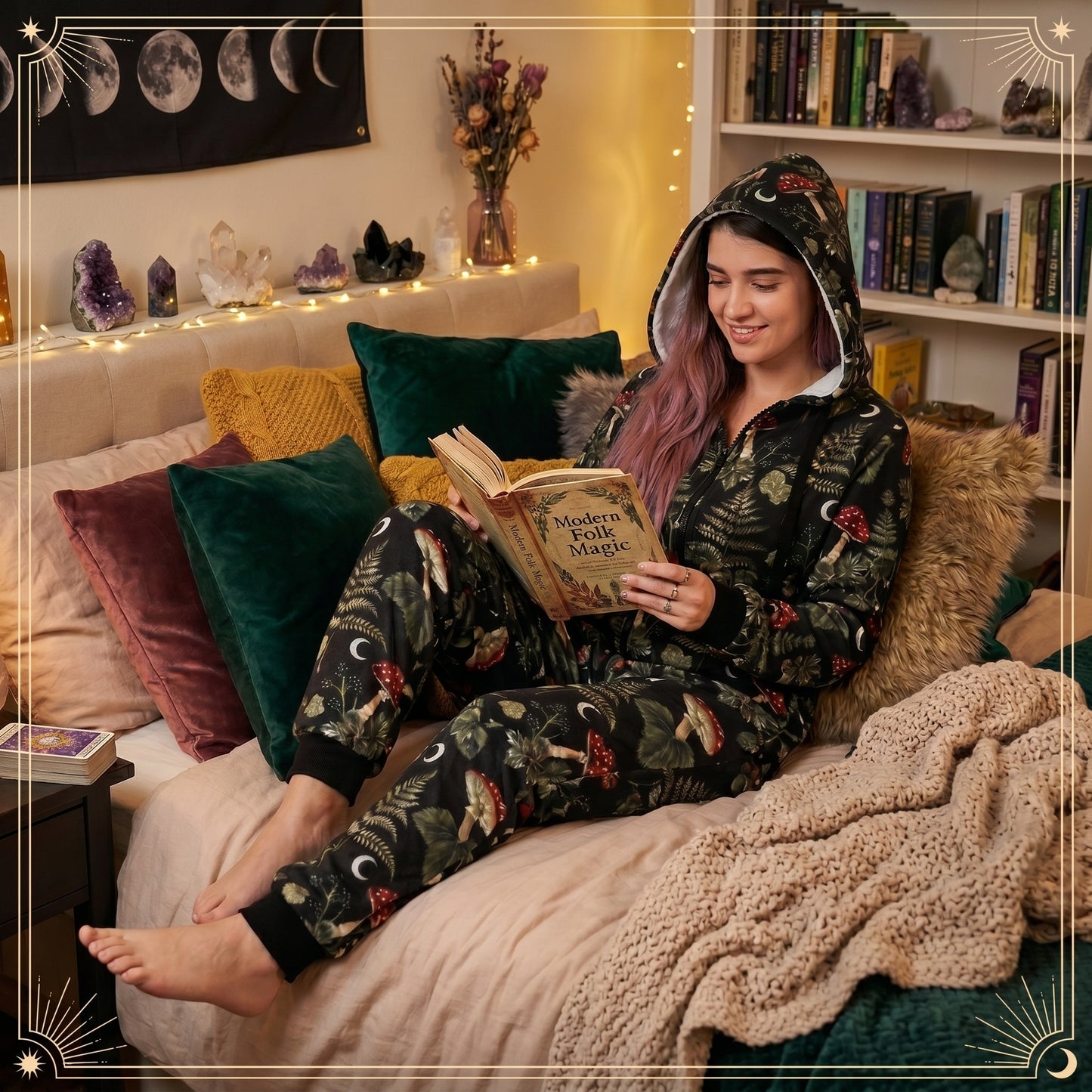 Witchy Moons & Mushrooms Adult Onesie