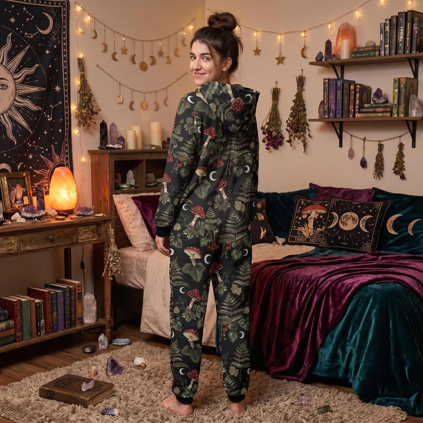 Witchy Moons & Mushrooms Adult Onesie