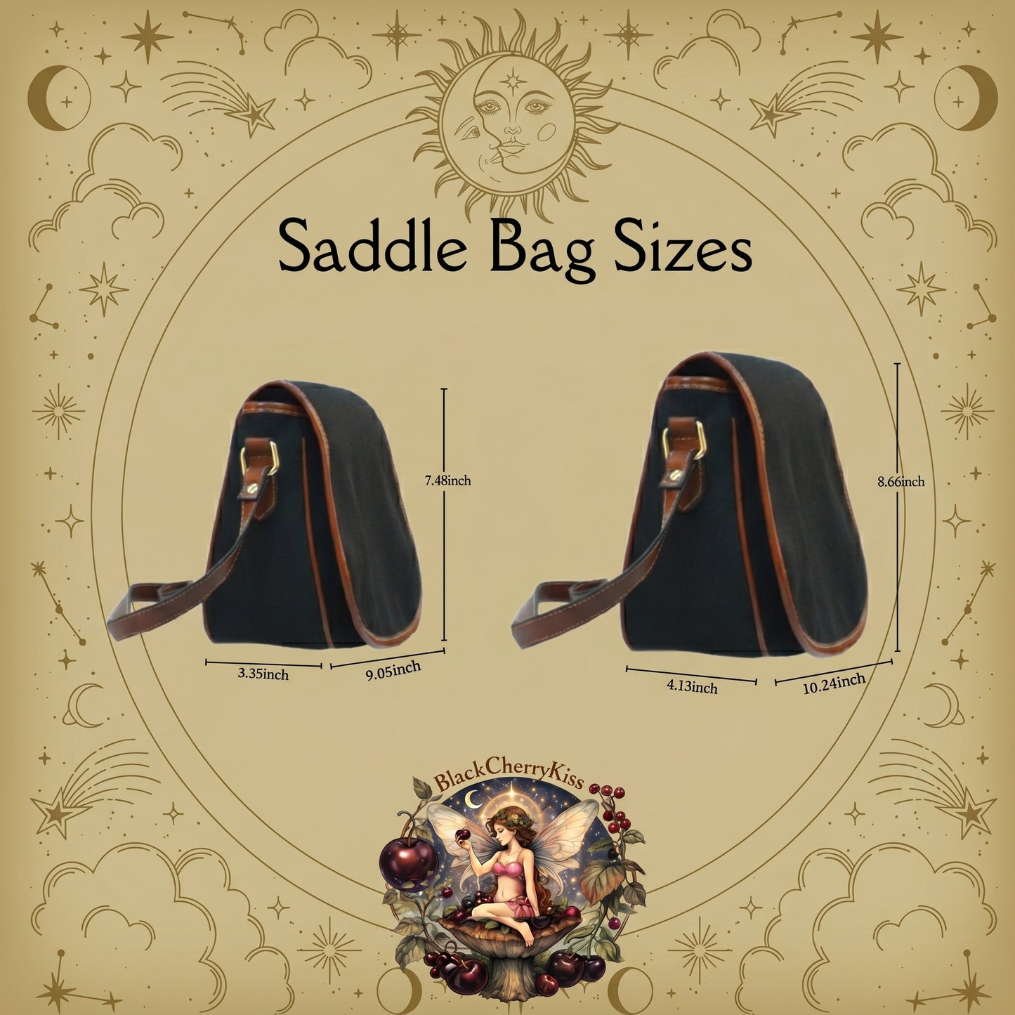 Celestial Sun & Moon Saddle Bag Purse